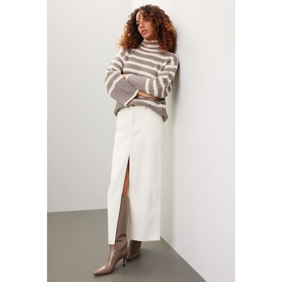 DL1961 Off-White Denim Cotton Blend Asra Ecru Maxi Skirt Size 27 - Picture 3 of 16